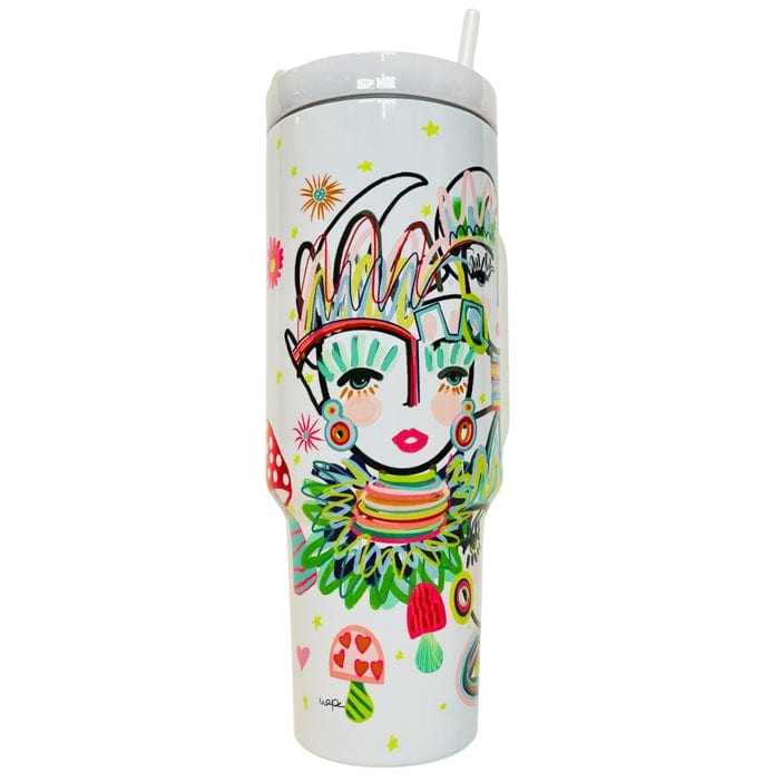 Shroomie Chicas 40 oz insulated tumbler by Windy O'Connor Art, view 2