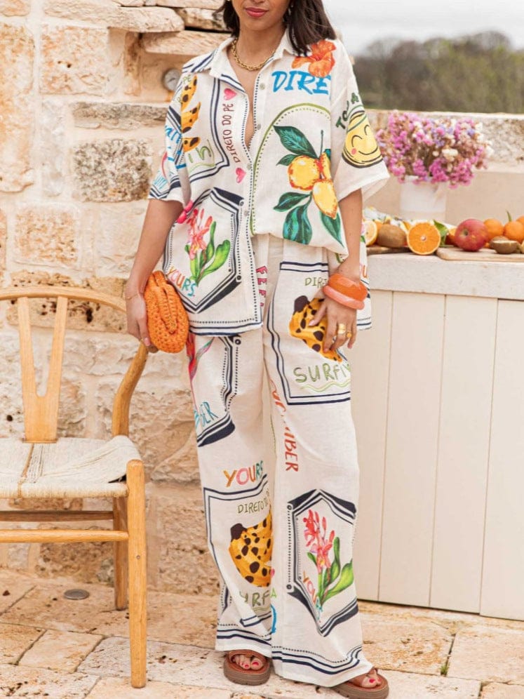 Rosa Clothing Lessay Fruit Print Oversized Resort Pant Set - Little Miss Muffin Children & Home