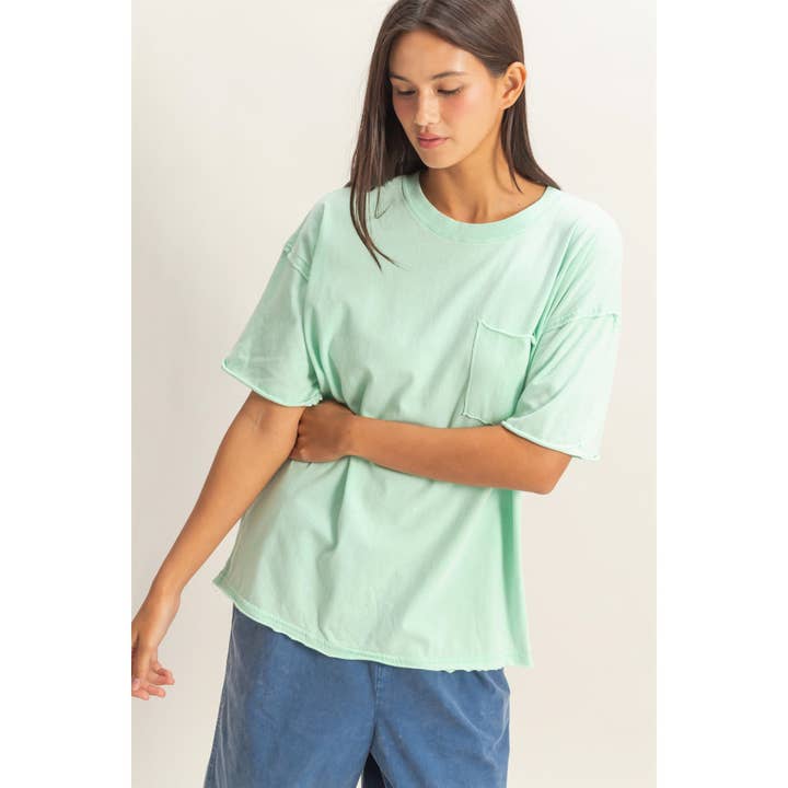 Double Zero Boxy Crew Neck T-Shirt in Mint - Little Miss Muffin Children & Home