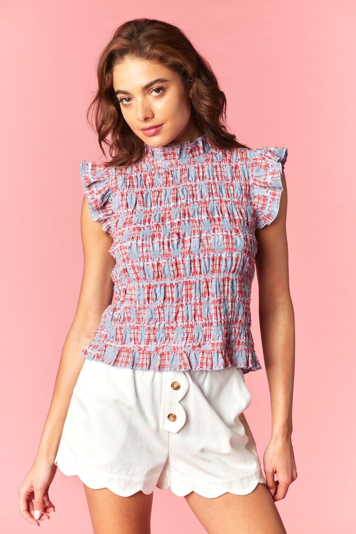 Rareraw Clothing Smocked Ruffle Trimmed Back Tie Blouse - Little Miss Muffin Children & Home