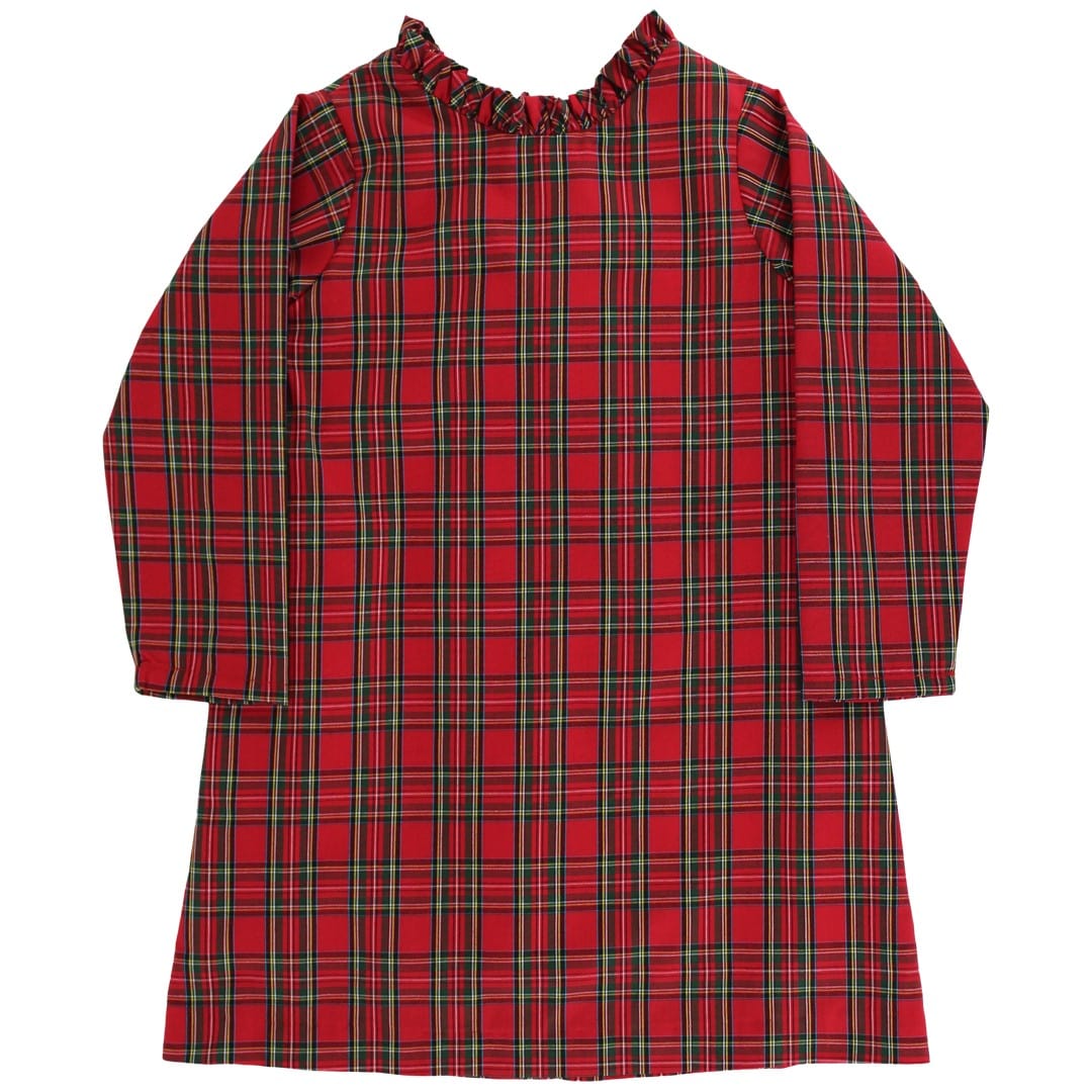 Red plaid dress with long sleeves