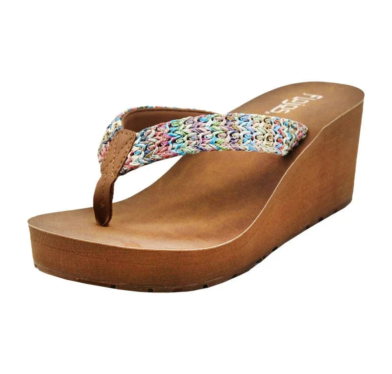 Flojos Flojos Lyra Raffia Thong High Wedge Sandal - Little Miss Muffin Children & Home