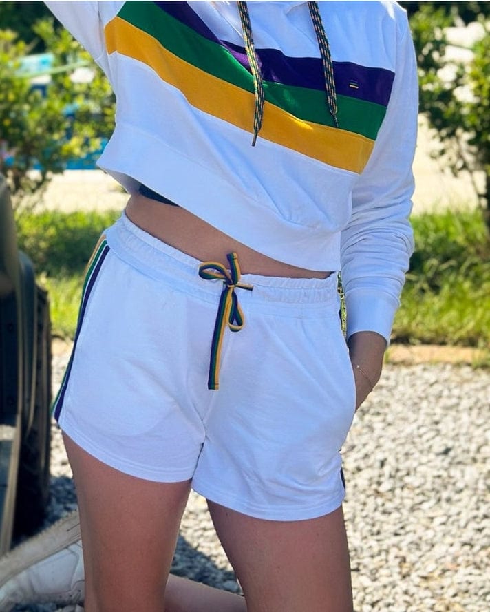 Mardi Gras Creations Mardi Gras Creations Adult Lounge Shorts - White - Little Miss Muffin Children & Home