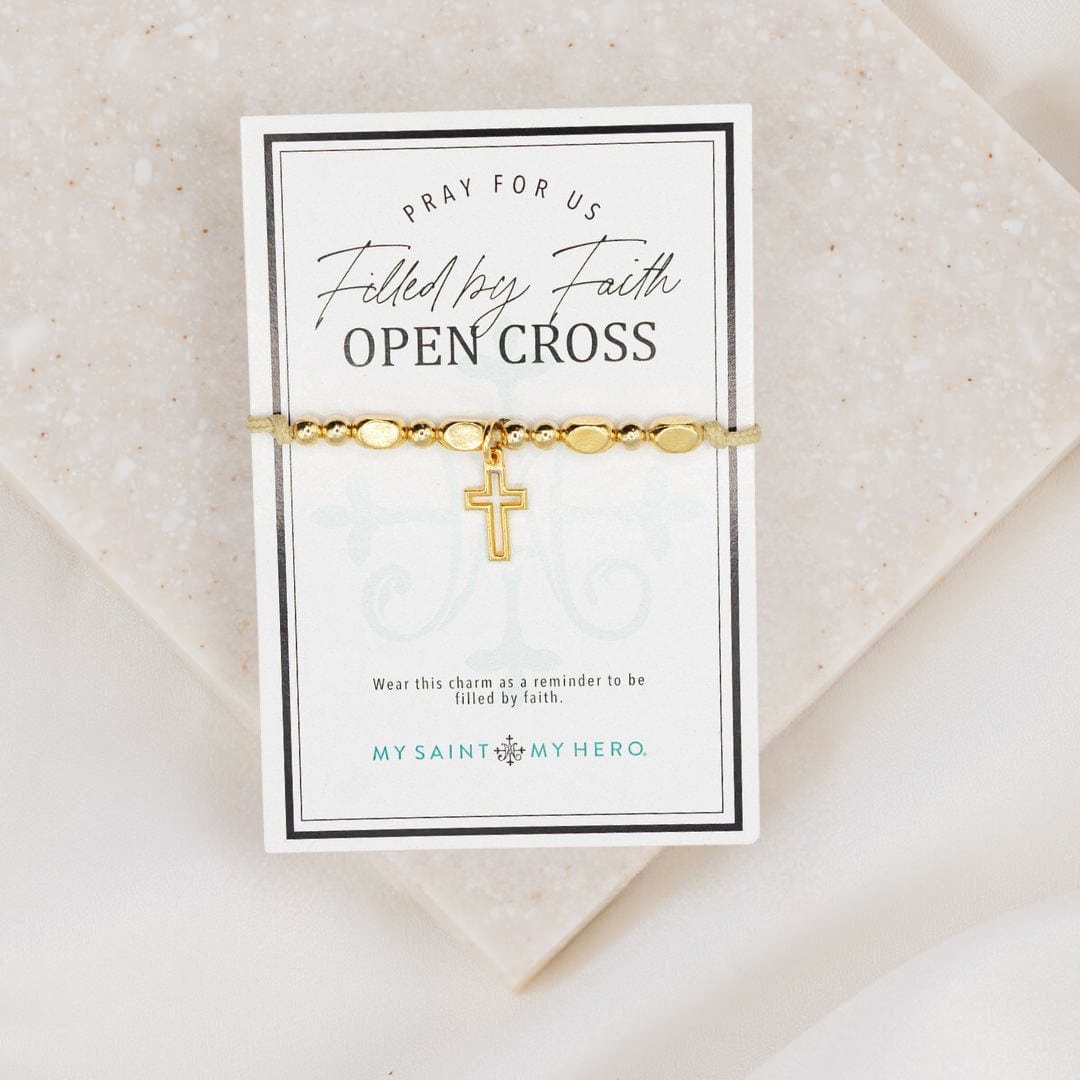 My Saint My Hero My Saint My Hero The Little Saints Open Cross, Gold - Little Miss Muffin Children & Home