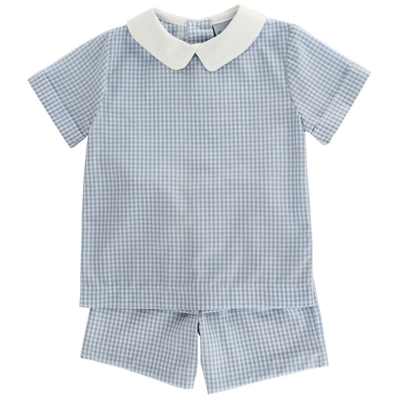 Light Blue Check Dressy Short Set