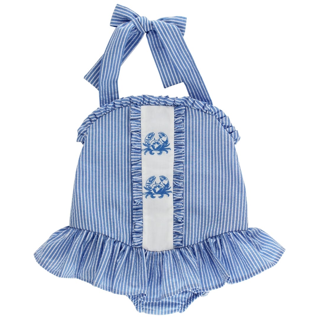 Bailey Boys Blue Crab Bay One Piece Ruffled Swimsuit - Little Miss Muffin Children & Home