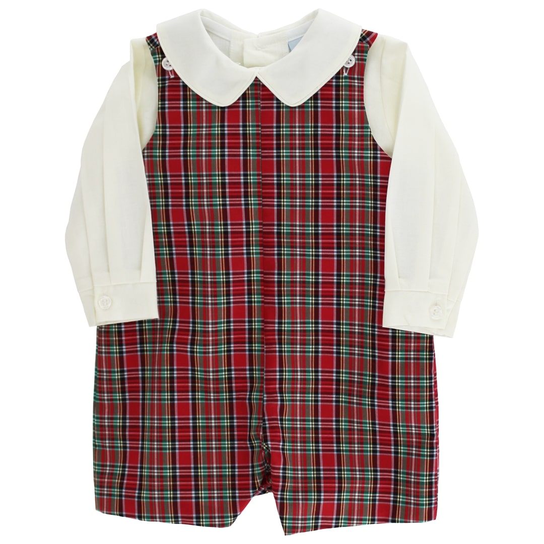 Bailey Boys Bailey Boys Boys’ Tartan Plaid Short John-John with Button Tabs, 12M–2T - Little Miss Muffin Children & Home