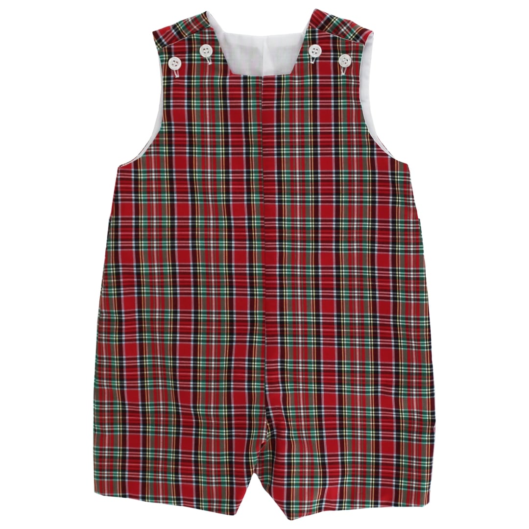 Bailey Boys Boys’ Tartan Plaid Short John-John with Button Tabs, 12M–2T