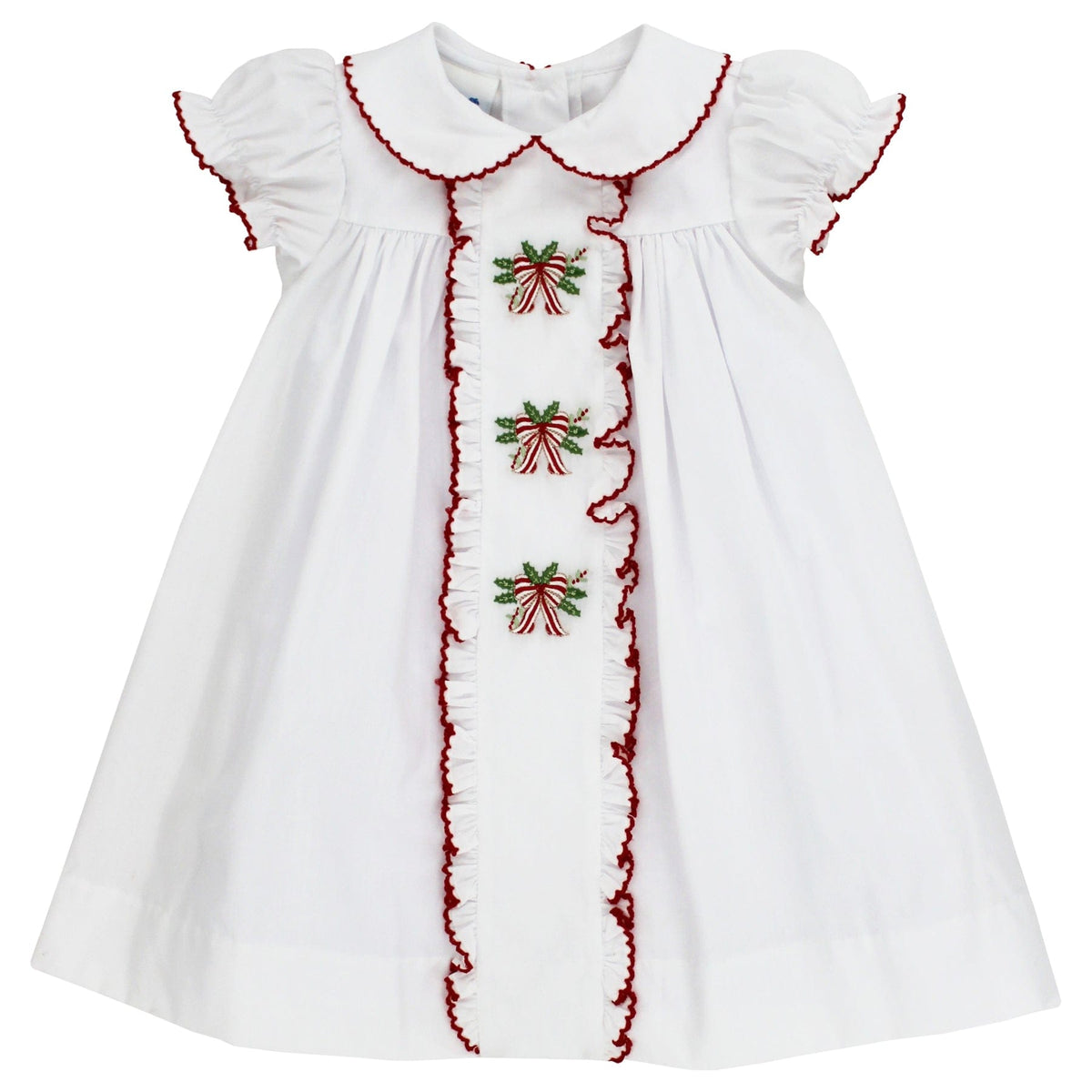 Christmas Ribbon Classic White Holiday Dress for toddler girls by Bailey Boys