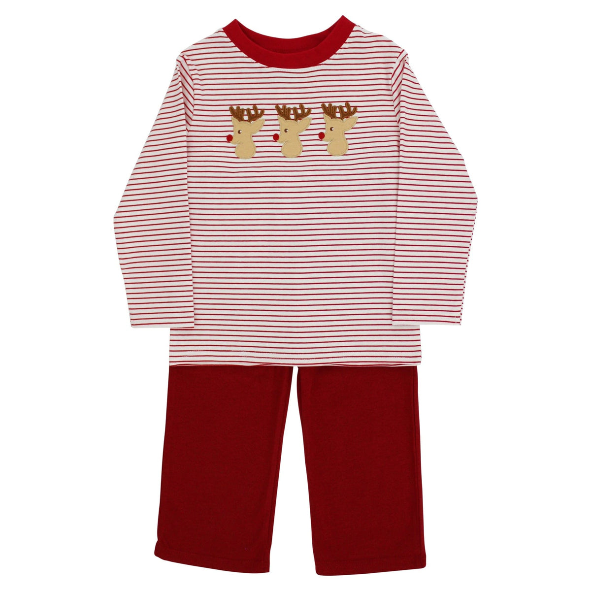 Rudy Reindeer Boys’ Red and White Stripe Pant Set