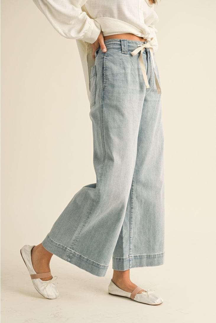Miou Muse Washed Denim with Tie Front Pants - Little Miss Muffin Children & Home