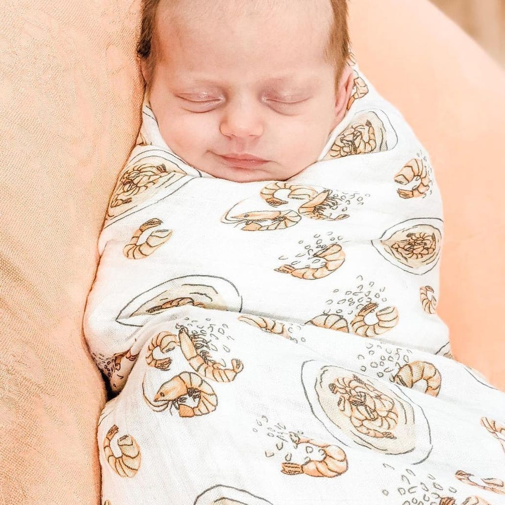 Little Hometown Shrimp 'N' Grits Swaddle Blanket - Little Miss Muffin Children & Home