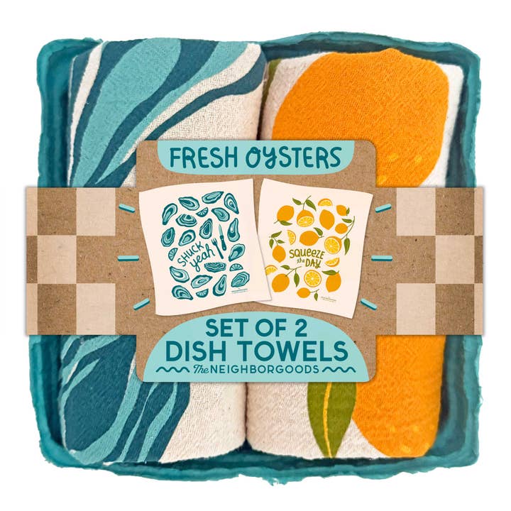 The Neighborgoods Fresh Oysters Tea Towel Gift Set - Little Miss Muffin Children & Home