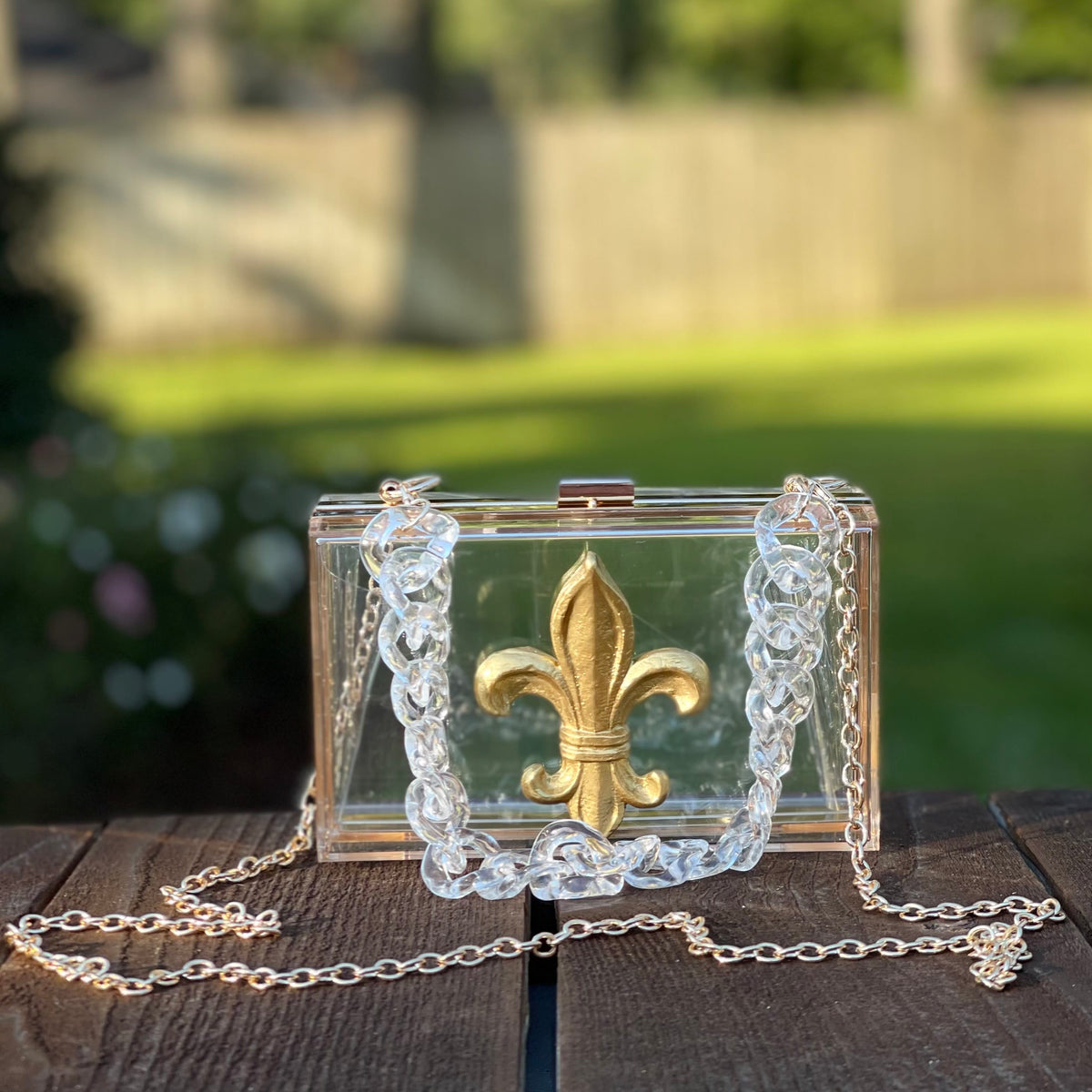 Fleur de Lis Clear Acrylic Purse