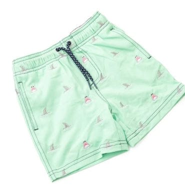 H2O & Embroidered Mint Shark Icon Boys Trunks