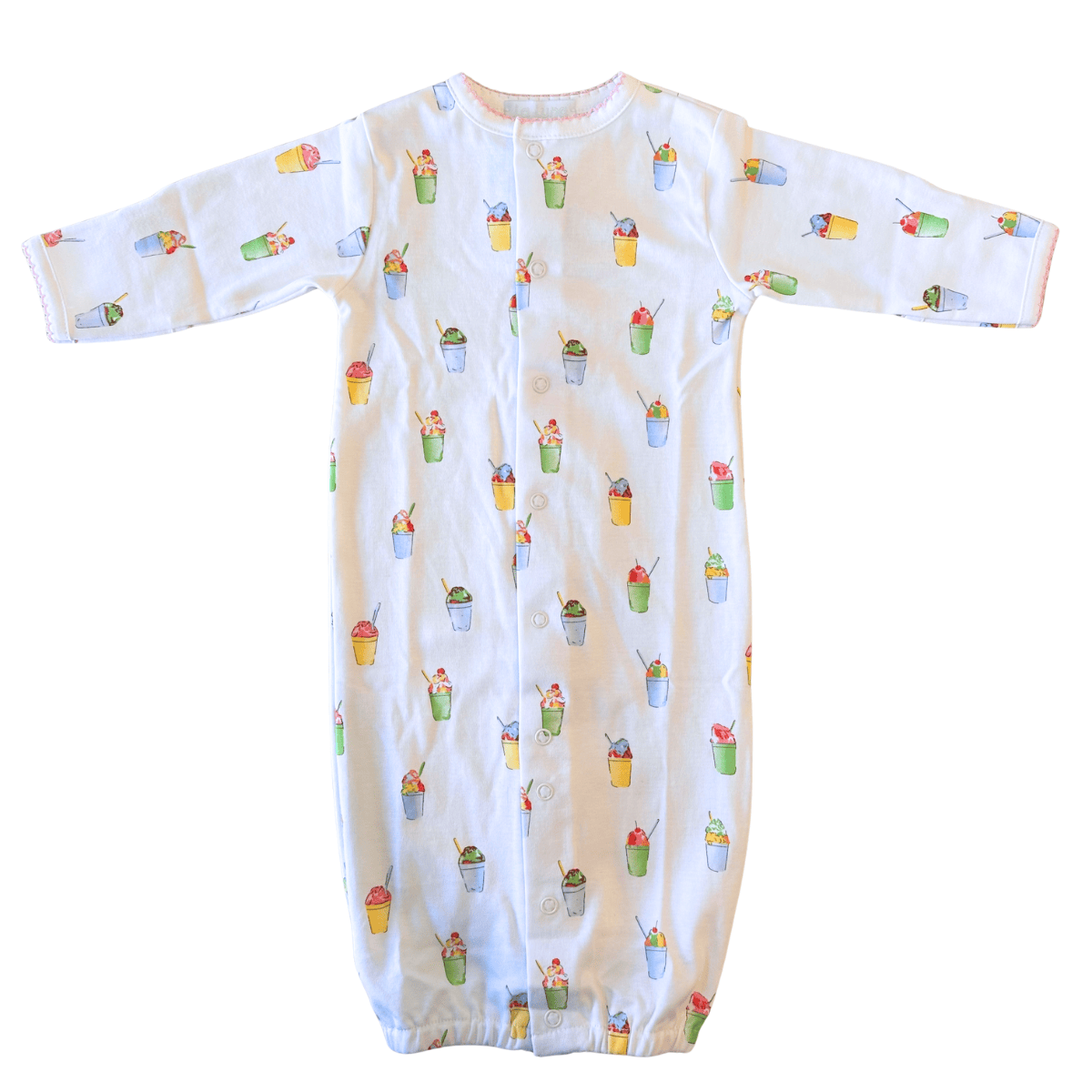 Lulu Bebe Snowball Cup Converter Gown with Pink Trim - Little Miss Muffin Children & Home