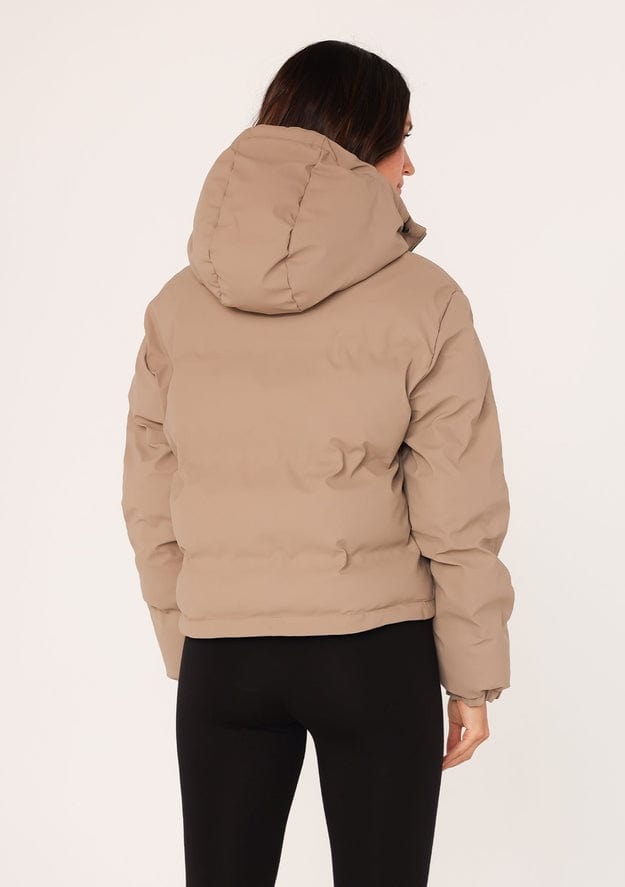 Lovestitch Lovestitch Long Sleeve Zip-Up Hooded Puffer Jacket, Taupe - Little Miss Muffin Children & Home