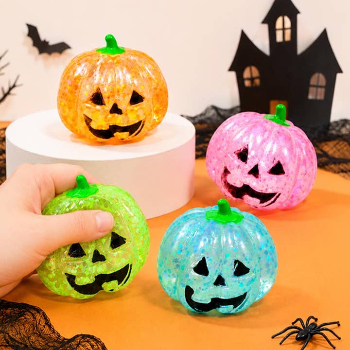 Glitter Halloween pumpkin squishy stress relief toy