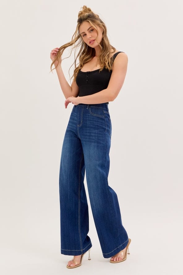 Cello Jeans Cello Comfort Dark High Rise Pull-On Wide Leg Denim - Little Miss Muffin Children & Home