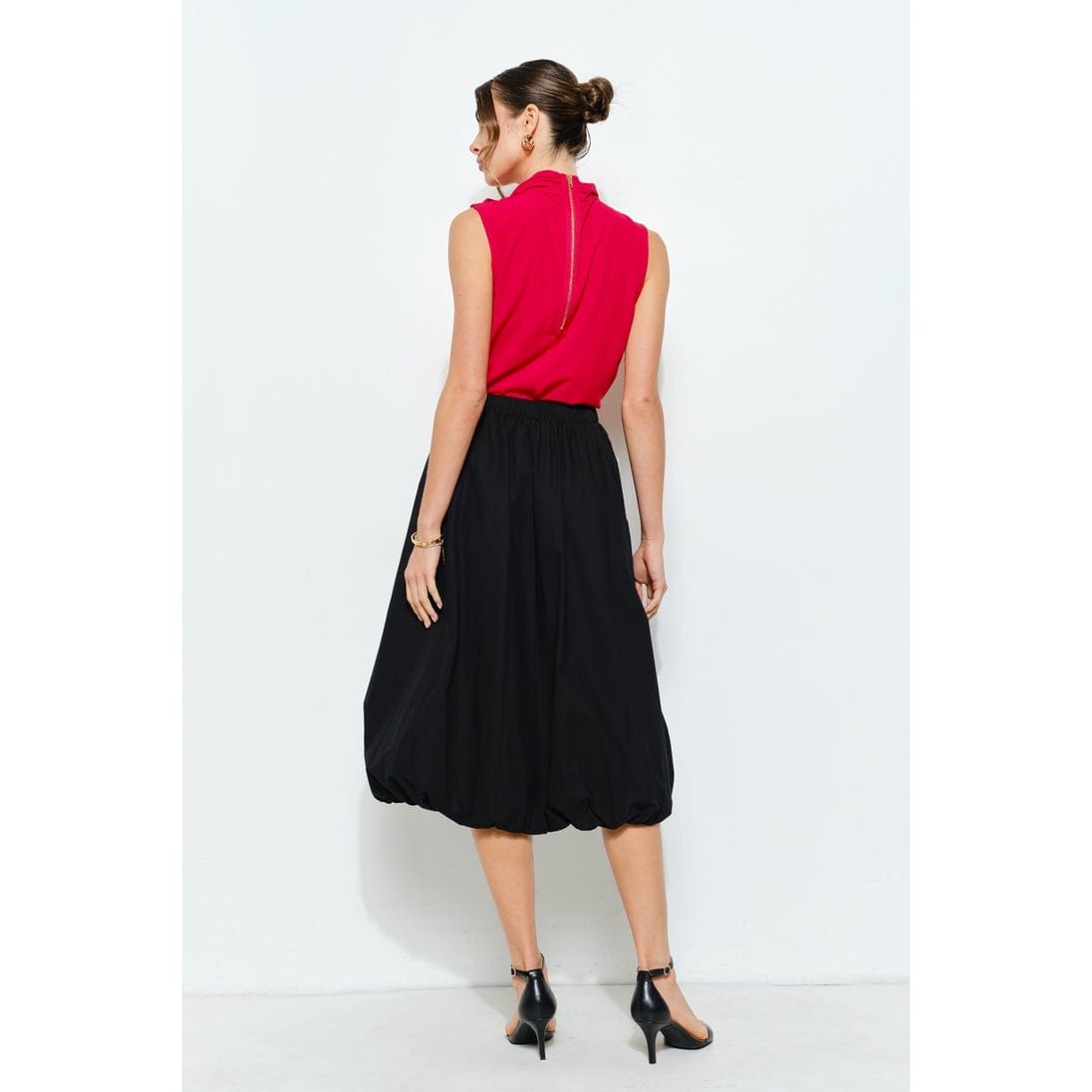 INA Balloon Hem Cotton Midi Skirt in Black - Little Miss Muffin Children & Home