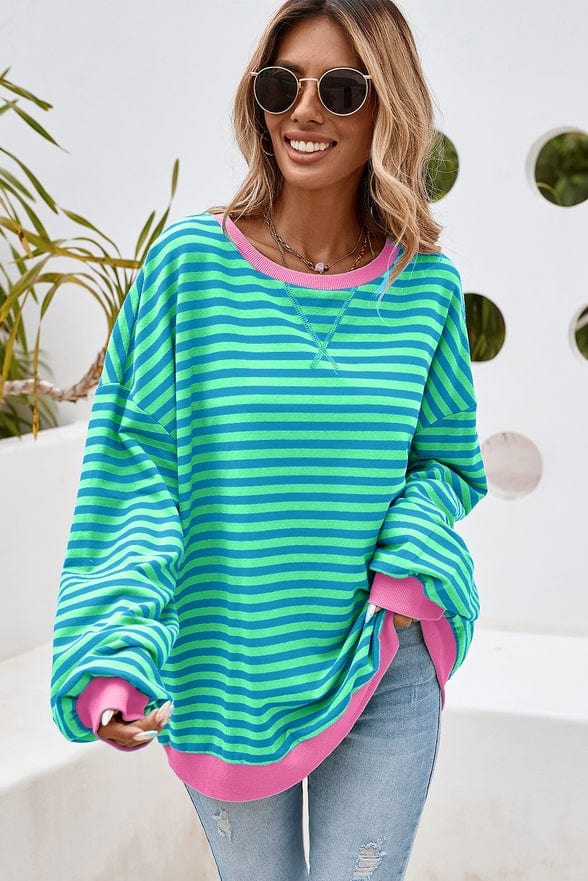 Little Daisy Closet LDC Stripe Contrast Trim Sweatshirt in Sky Blue - Little Miss Muffin Children & Home