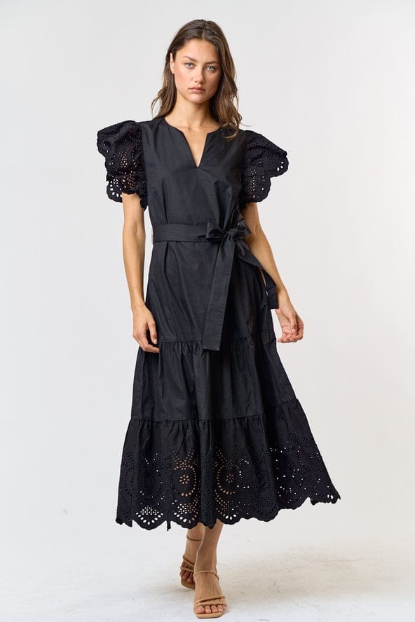 Lalavon Lalavon Eyelet Scalloped Cotton Midi Dress - Little Miss Muffin Children & Home