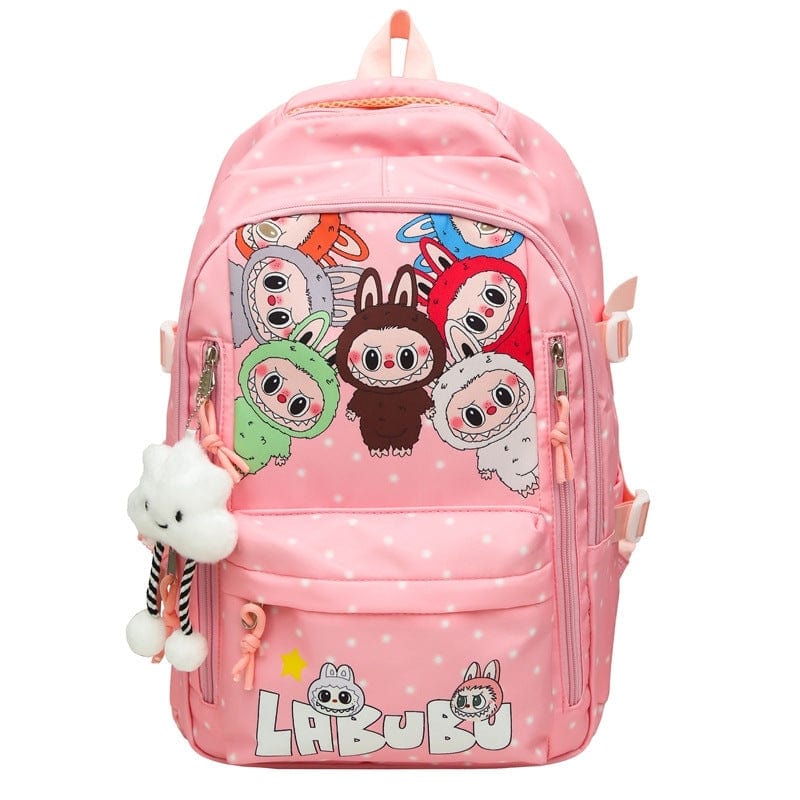 Auraquise Labubu Print Large Backpack in Pink - Little Miss Muffin Children & Home