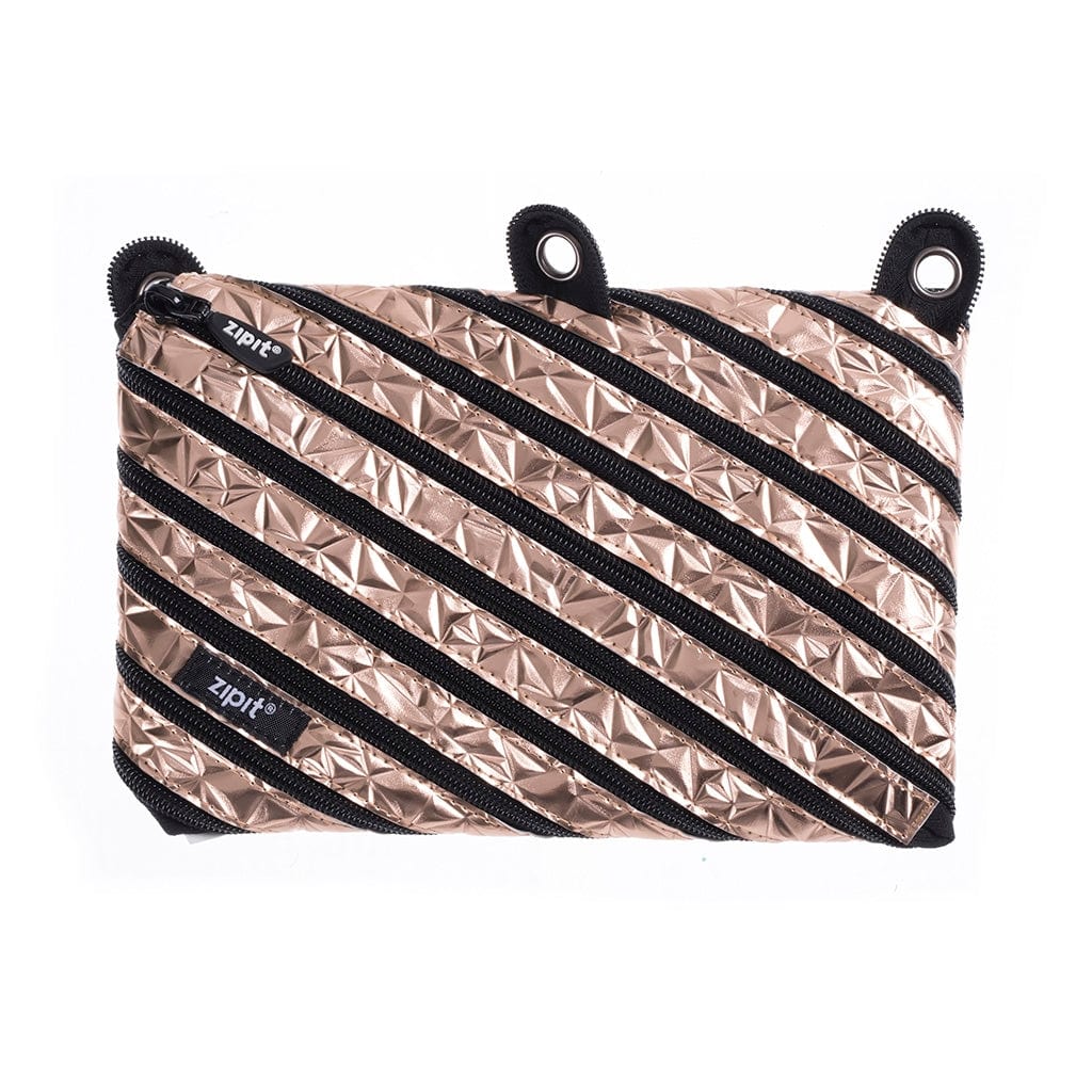 Zipit Usa Metallic Jumbo 3 Ring Pencil Case in Rose Gold - Little Miss Muffin Children & Home