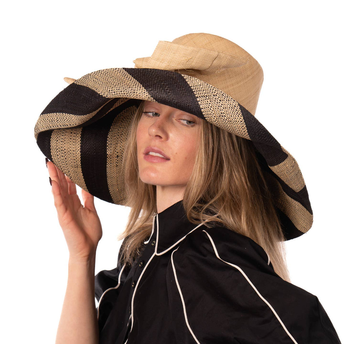 Shebobo Audrey 7" Wide Brim Big Bow Two Tone Straw Sun Hat - Little Miss Muffin Children & Home
