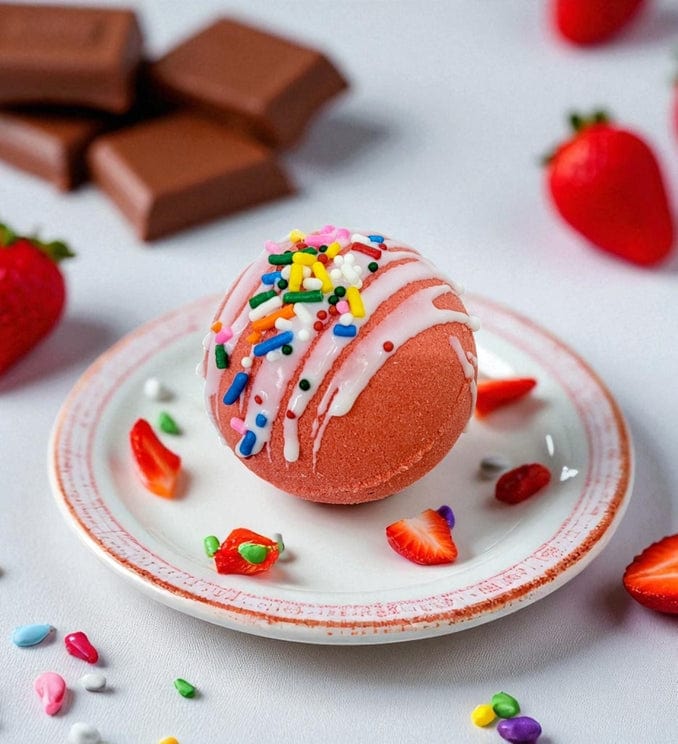 red velvet cake bath bomb