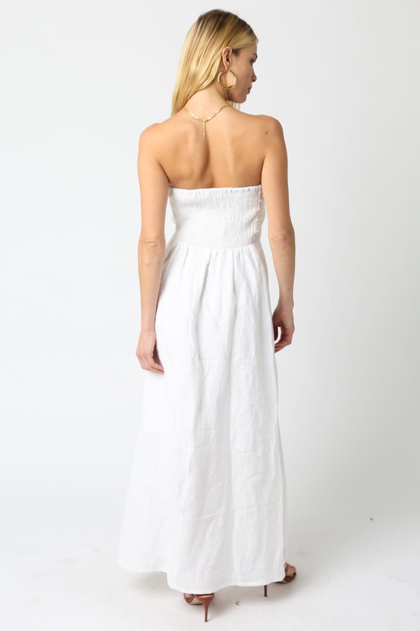 Olivaceous Irise Linen Maxi Dress in White - Little Miss Muffin Children & Home