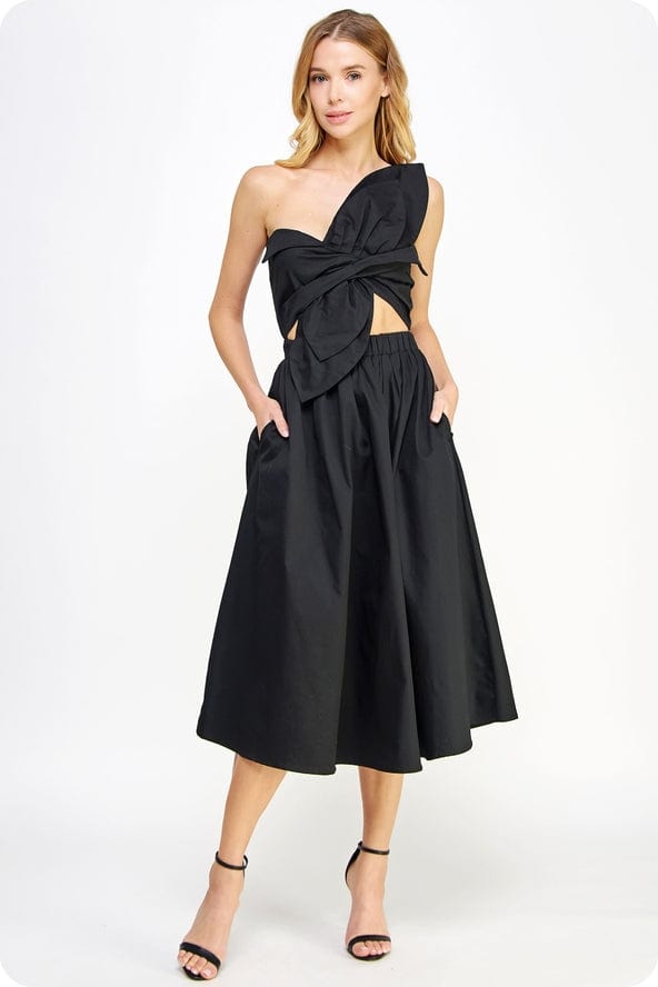Strut & Bolt Strut & Bolt Knotted Flower Bow Midi Dress in Black - Little Miss Muffin Children & Home
