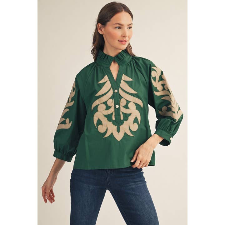 Style USA Baroque Applique Detail Top, 2 Available Colors - Little Miss Muffin Children & Home