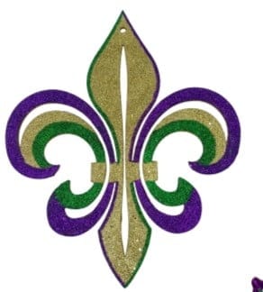 Mardi Gras 18" MDF Glitter Fleur De Lis