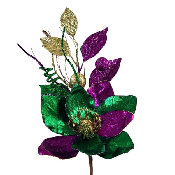 Seasonal Collections Mardi Gras Magnolia Pick with Leaves and Balls - Little Miss Muffin Children & Home