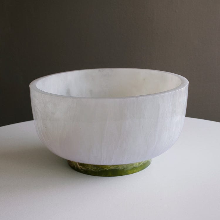 Beatriz Ball Beatriz Ball Rio Large Round Resin Bowl with Base, White & Green - Little Miss Muffin Children & Home