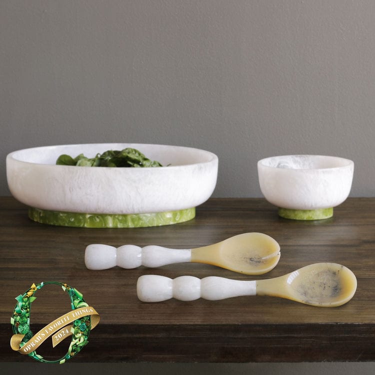 Beatriz Ball Beatriz Ball Rio Small Round Resin Bowl with Base,White & Green - Little Miss Muffin Children & Home