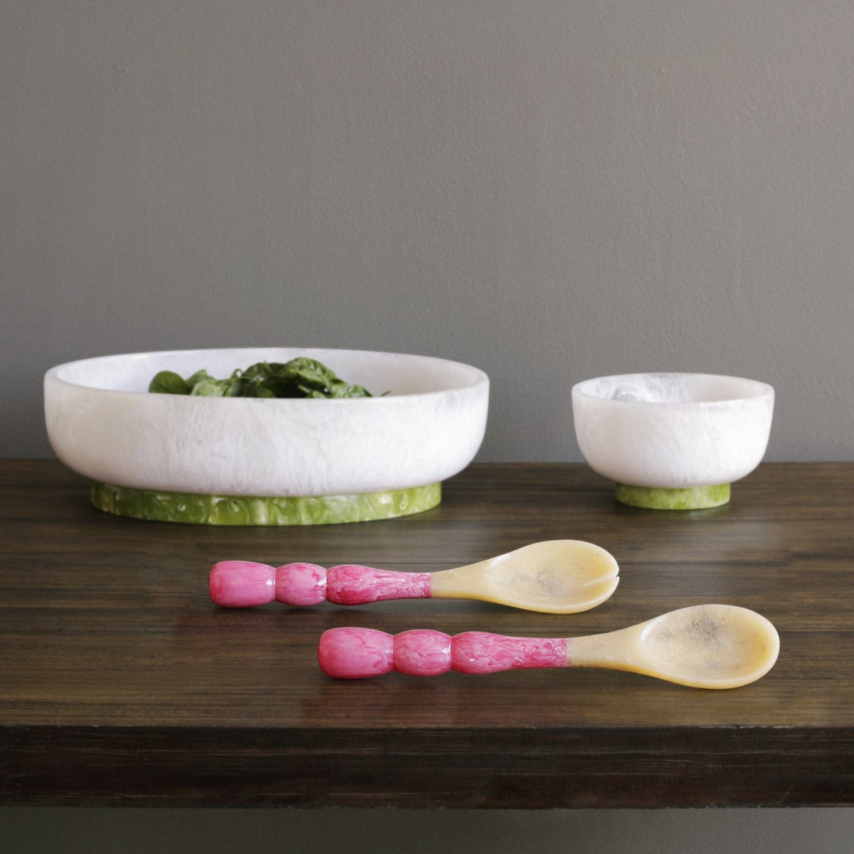 Beatriz Ball Beatriz Ball Vida Resin Large Oval Bowl with Base, White and Green - Little Miss Muffin Children & Home