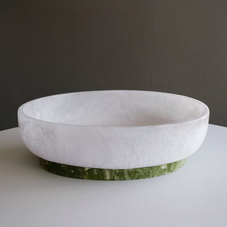 Beatriz Ball Beatriz Ball Vida Resin Large Oval Bowl with Base, White and Green - Little Miss Muffin Children & Home