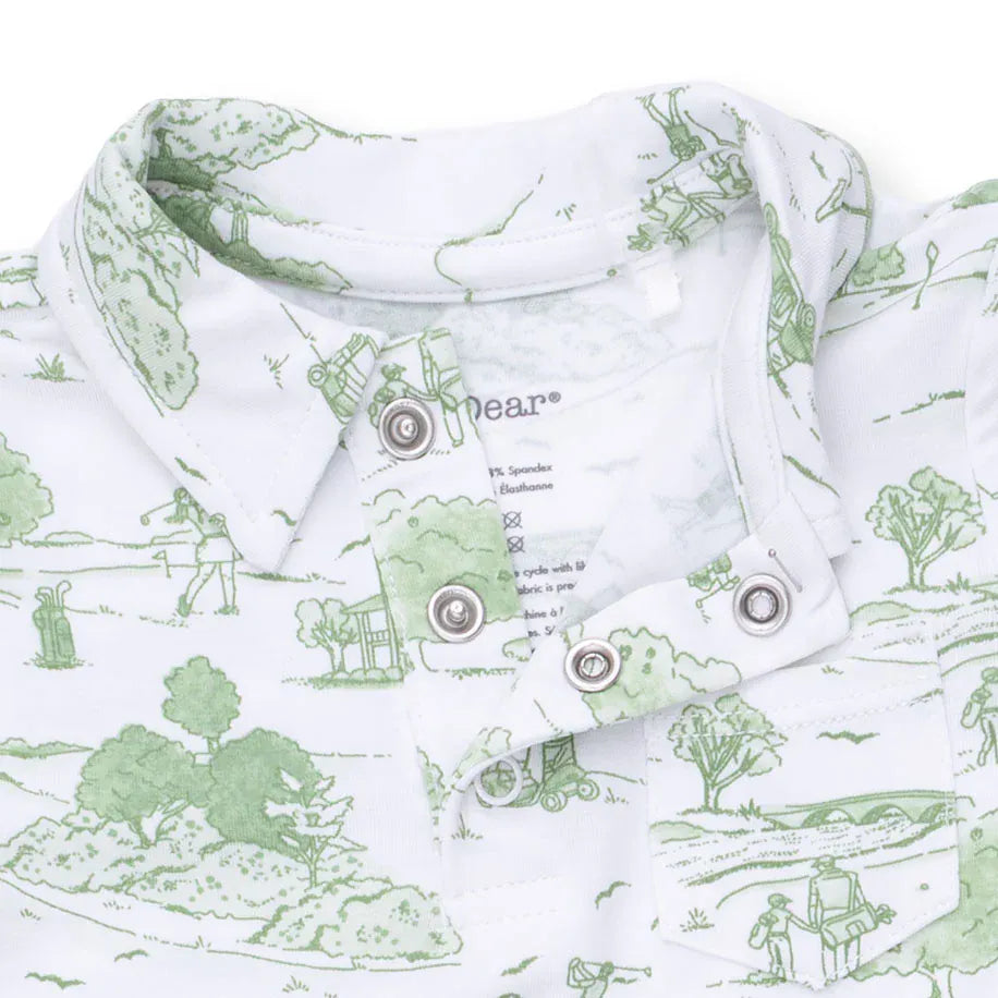 Angel Dear Golf Toile Green Polo Romper - Little Miss Muffin Children & Home