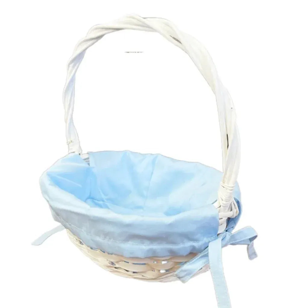 The Bow Next Door White Wicker Easter Basket with Solid Blue Liner - Little Miss Muffin Children & Home