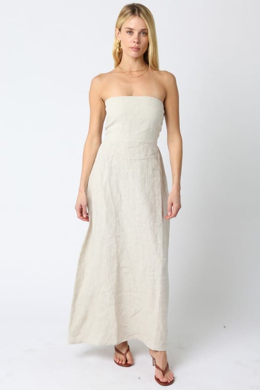 Irise Linen Maxi Dress in Melange Khaki