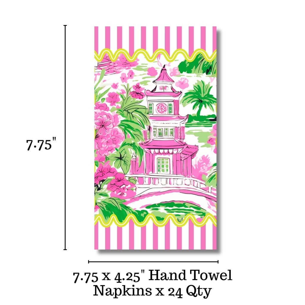Fabuplates Chinoiserie Pink Stripes 24ct Guest Napkins - Little Miss Muffin Children & Home