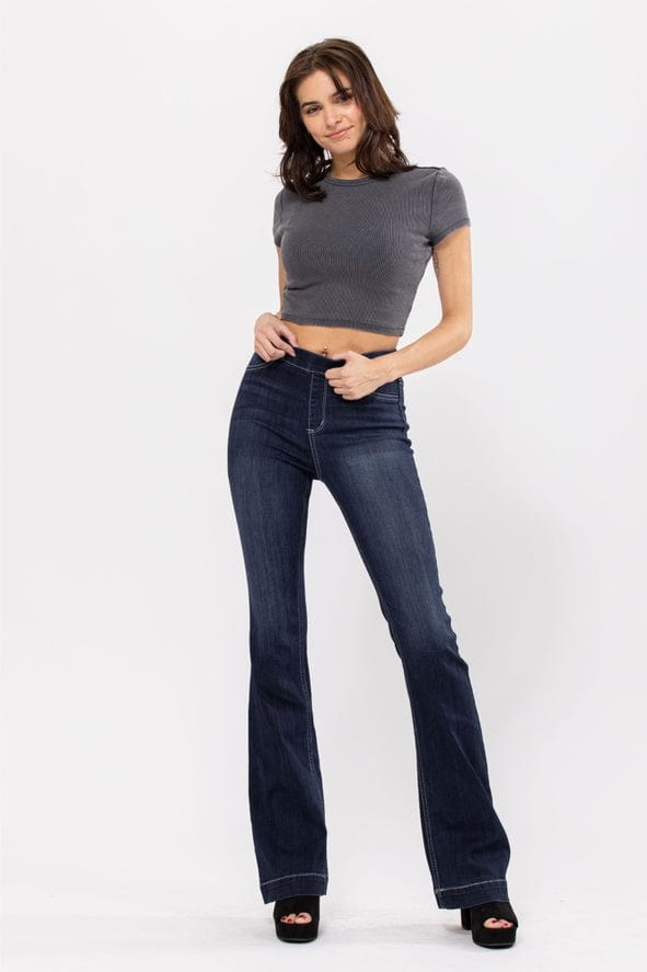 Cello Jeans Cello High Rise Dark Pull On Flare Jegging