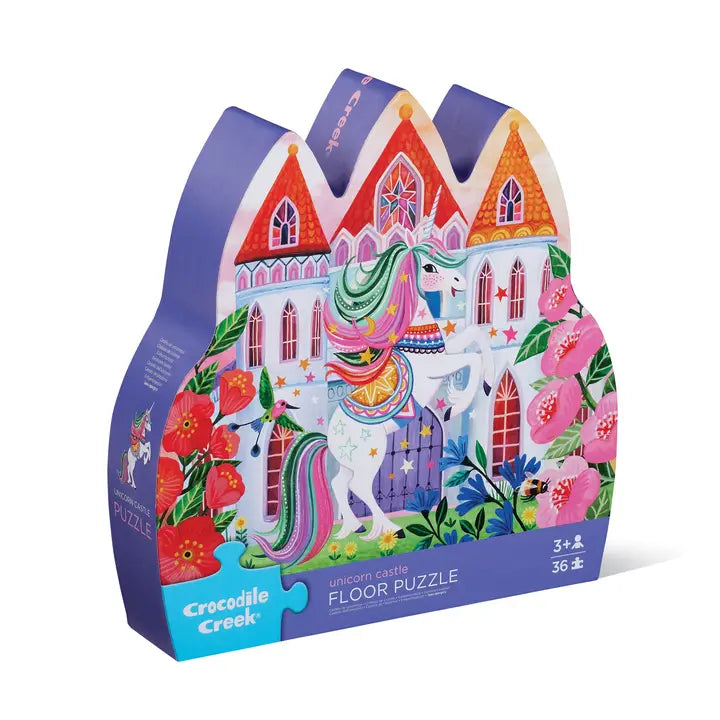 Crocodile Creek Unicorn Castle 36-Piece Shaped Box Puzzle - Little Miss Muffin Children & Home