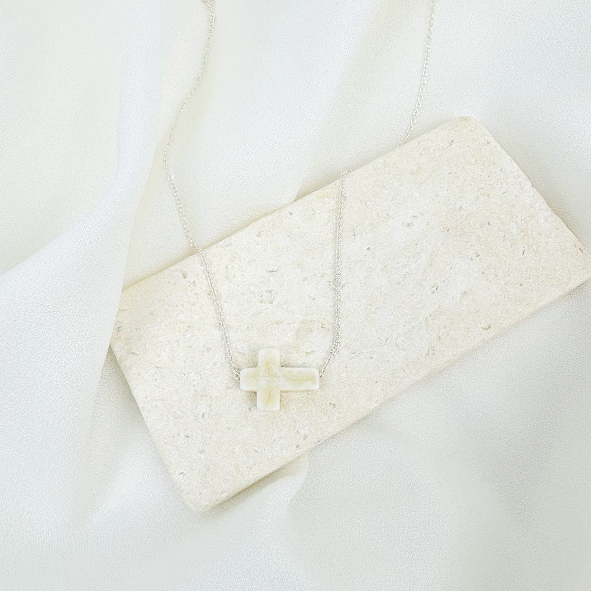 Divine Grace White Howlite Cross Necklace