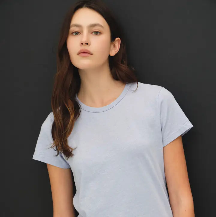 Garment Dyed Slub Tee in Dusty Blue