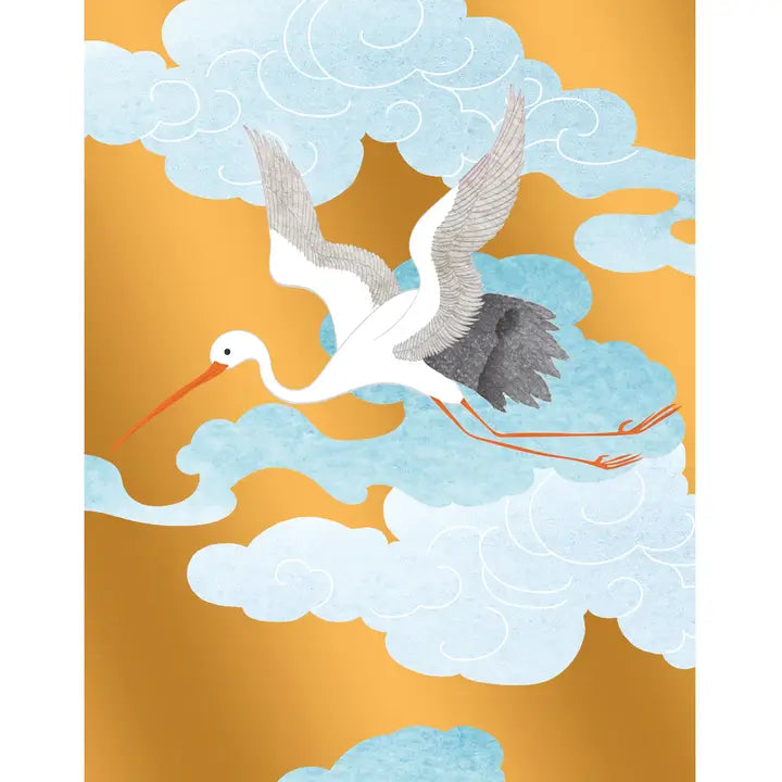 New Baby Stork Blue Greeting Card Artige