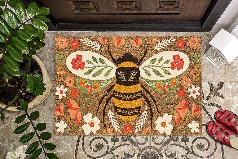 Abbott Abbott Floral Bee Doormat - Little Miss Muffin Children & Home