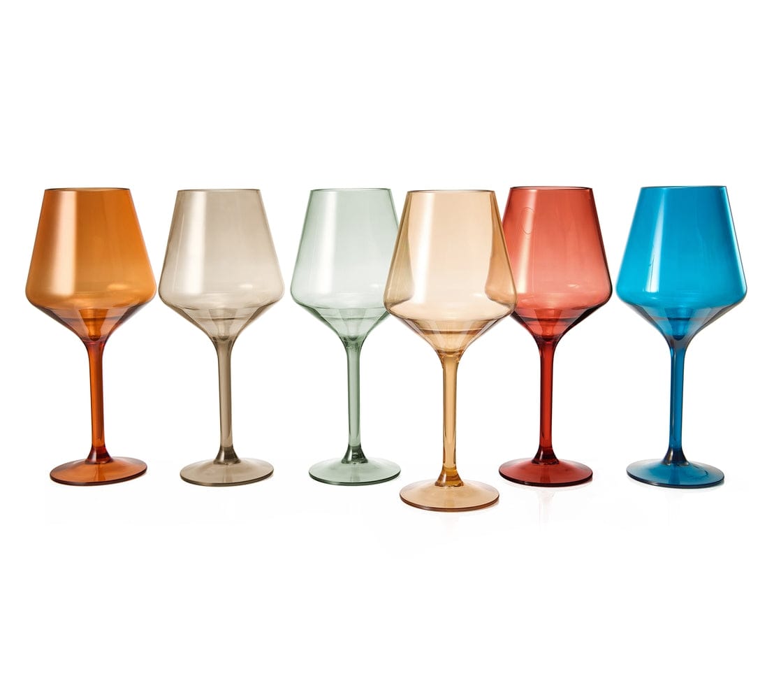 Set of 6 reusable pastel acrylic wine glasses